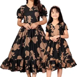 Printed Mother & Daughter Dress